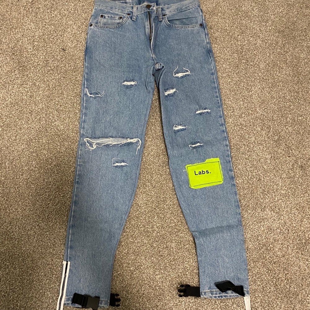 Santana Labs Custom Made Distressed Denim Jeans Size 31 - Picture 3 of 6